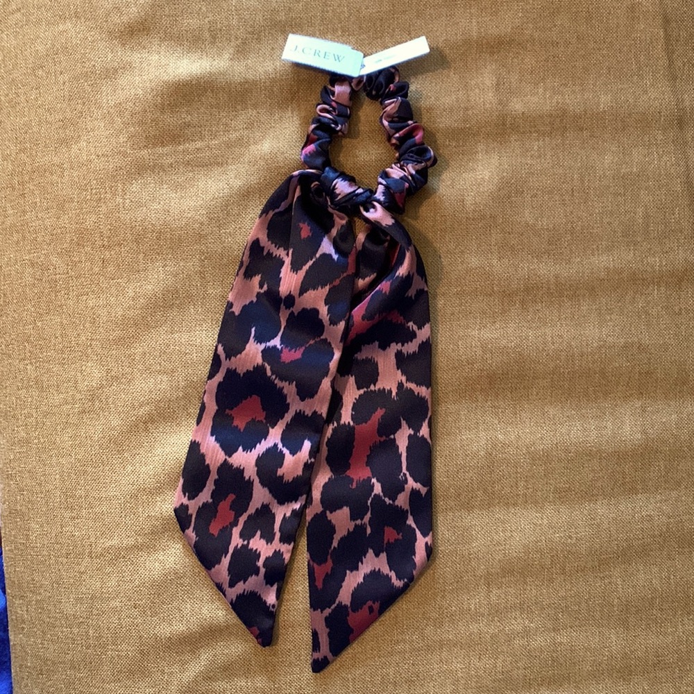 NWT J. CREW satin leopard hair tie